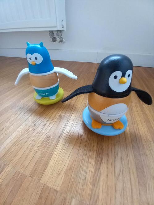 Janod 2 Stapeltuimelaars Pinguin en Uil (Hout), Kinderen en Baby's, Speelgoed | Houten speelgoed, Gebruikt, Ophalen of Verzenden
