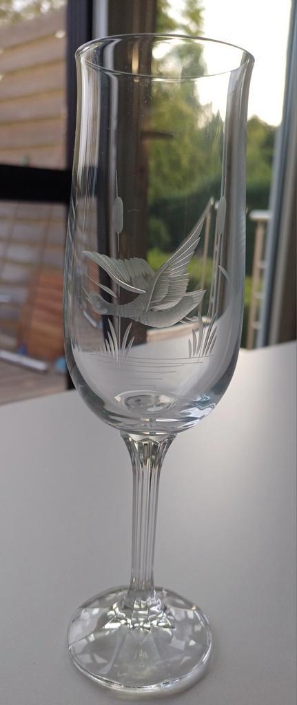 Prachtige kristallen glazen ,jachttafereel en geslepen voet, Antiek en Kunst, Antiek | Glaswerk en Kristal, Ophalen of Verzenden