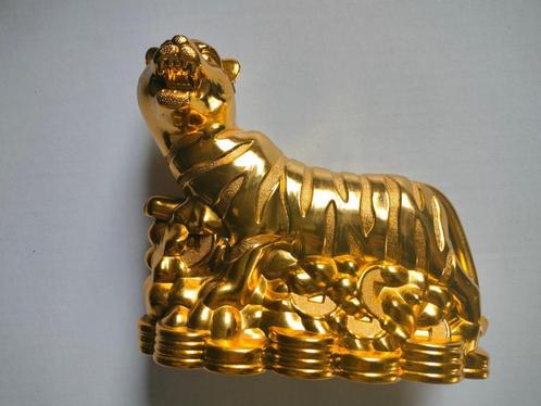 💰 🐷 spaarpot chinese tijger geld (kunststof) goudkleurig, Verzamelen, Spaarpotten, Zo goed als nieuw, Dier, Kunststof, Ophalen of Verzenden