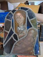 Lot 7 Antiek Vintage Glas en Lood Religie Maria stadgezicht, Enlèvement