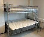 Stapelbed, grijs gelakt staal, Huis en Inrichting, Slaapkamer | Stapelbedden en Hoogslapers, Gebruikt, Stapelbed, 140 cm, Ophalen