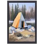 Tente au crépuscule dans la forêt silencieuse toile + cadre, Envoi, Création originale, 50 à 75 cm, 50 à 75 cm