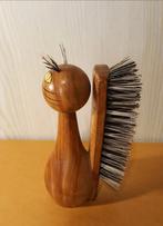 Kleerborstel olijfhout kat (vintage), Ophalen of Verzenden