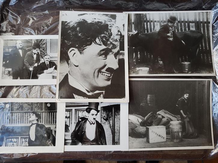 Set van 6 foto's uit de films van Charlie Chaplin, Verzamelen, Posters, Gebruikt, Film en Tv, Verzenden