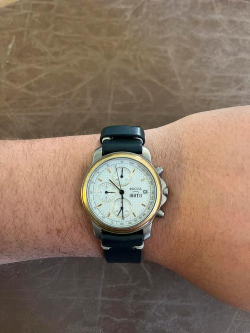BOCCIA Titanium herenhorloge, Handtassen en Accessoires, Horloges | Heren, Gebruikt, Polshorloge, Overige materialen, Leer, Ophalen of Verzenden