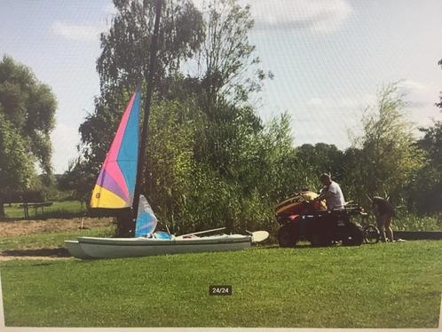 Hobie cat 13 Catamaranzeilboot + boottrailer + tewaterlating, Watersport en Boten, Catamarans, Gebruikt, Ophalen