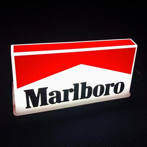 Lichtbak MARLBORO Sigaretten Reclamebord Vintage Lamp Tabak, Verzamelen, Merken en Reclamevoorwerpen, Gebruikt, Reclamebord, Verzenden
