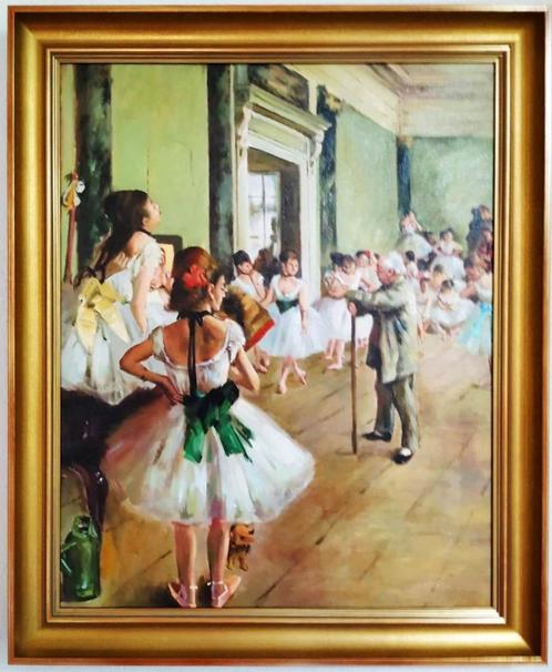 Olieverf replica Degas: Dansklas. Echt geschilderd, Antiek en Kunst, Kunst | Schilderijen | Klassiek, Verzenden
