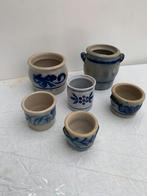 6 pots en grès bleu, Antiquités & Art, Enlèvement ou Envoi