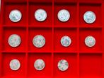 Set van 1 en 2 Belgische frank zilveren 835/1000 munten, Zilver, Zilver