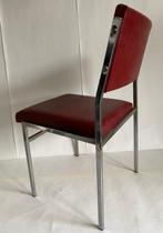 Chaises vintage en acier chromé et similicuir bordeaux., Enlèvement, Utilisé, Autres couleurs, Une