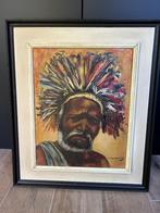 Schilderij Congo eind jaren 50 get. Tshimbalanga, Antiek en Kunst, Ophalen
