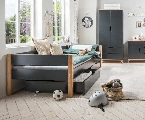 Infans Color kajuitbed - 90x200 - Antraciet/beuken, Kinderen en Baby's, Kinderkamer | Bedden