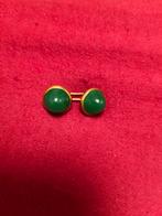 Gouden antiek Manchetknopen met natuurlijke emerald, Ophalen of Verzenden, Zo goed als nieuw