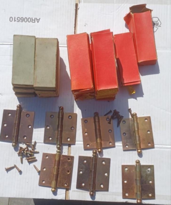Vintage scharnieren in koper en messing, Doe-het-zelf en Bouw, Hang- en Sluitwerk, Nieuw, Scharnier, Koper of Messing, Ophalen