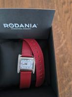 Montre Rodania bracelet double tour cuir rouge, Ophalen of Verzenden, Zo goed als nieuw, Leer