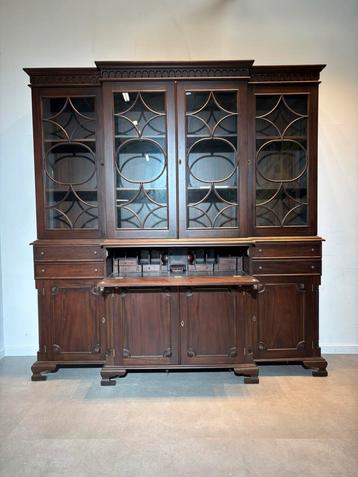 Antique Mahogany Display Cabinet with Secretaire Function beschikbaar voor biedingen