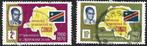 2 Postzegels 10 jaar onafhankelijkheid Congo-Kinshasa, Ophalen of Verzenden, Overige landen, Gestempeld