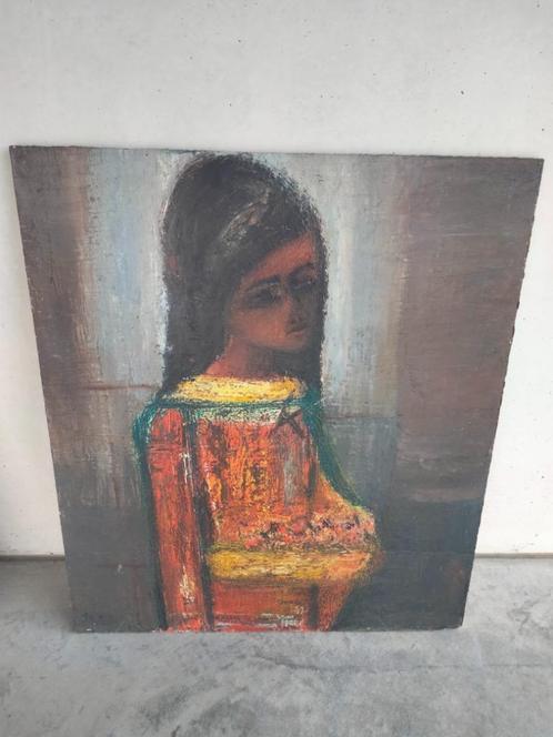 1960s vintage olieverf schilderij kunst, Antiquités & Art, Art | Peinture | Abstraite, Enlèvement ou Envoi