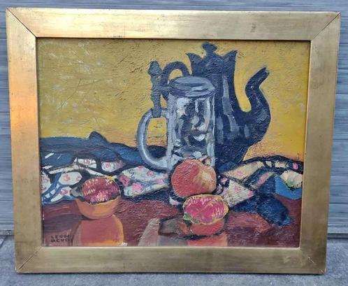Huile sur toile nature morte signe Léon devos, Antiek en Kunst, Kunst | Schilderijen | Klassiek, Ophalen of Verzenden