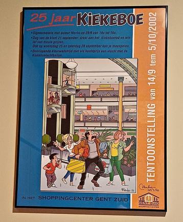 Ingekaderde poster 25 jaar Kiekeboe Gent Zuid - GESIGNEERD! beschikbaar voor biedingen