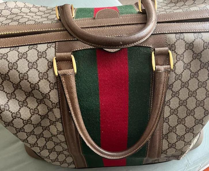Vintage Sac de Voyage Gucci – Années 80, Handtassen en Accessoires, Tassen | Reistassen en Weekendtassen, Gebruikt, Beige, 40 tot 60 cm