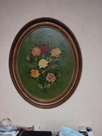 Een ovalen schilderij met rozen voor kerst of Nieuwjaar cade, Antiek en Kunst, Ophalen