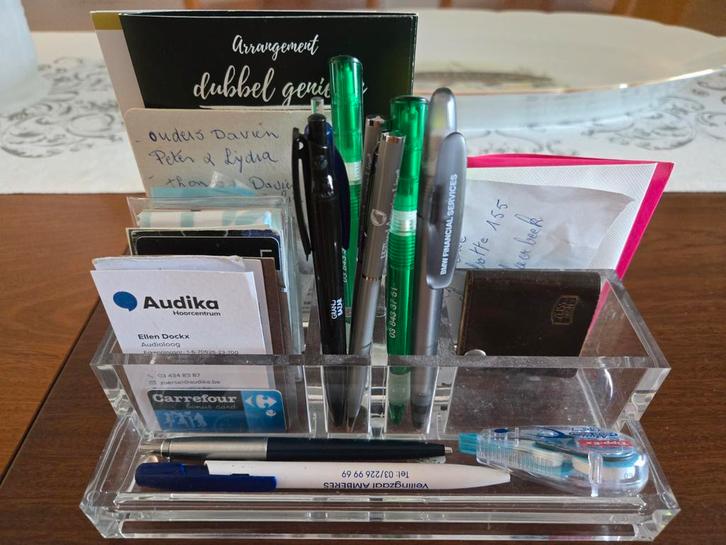 Prachtige brieven houder en pennen in plexiglas, Diversen, Bureau-accessoires, Ophalen of Verzenden