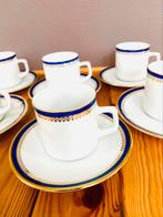 Porseleinen koffieset met kobaltblauwe en gouden rand, Antiek en Kunst, Antiek | Servies compleet, Ophalen