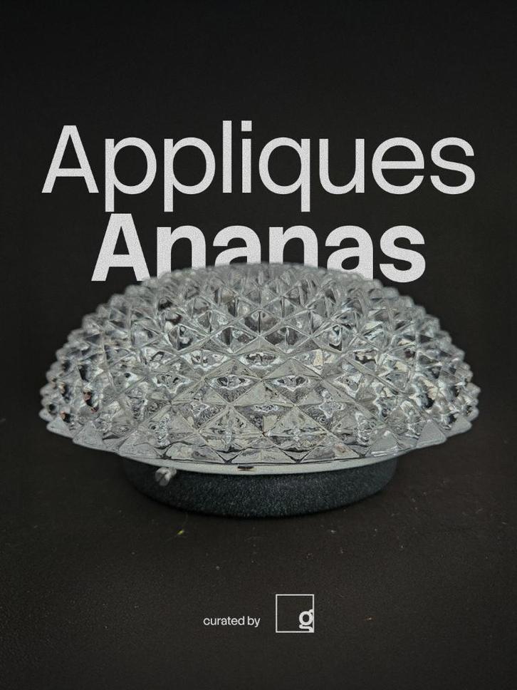 2 vintage wandlampen "ananas” uit de jaren 70, Huis en Inrichting, Lampen | Wandlampen, Gebruikt, Glas, Ophalen of Verzenden