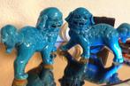 2 chiens fö  bleu turquoise 21x14cm  chinois, Ophalen of Verzenden