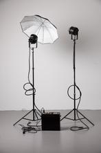Bowens Quadmatic 1,5K generator + 2 toortsen en paraplu set, Ophalen of Verzenden, Gebruikt, Lamp of Flitsset