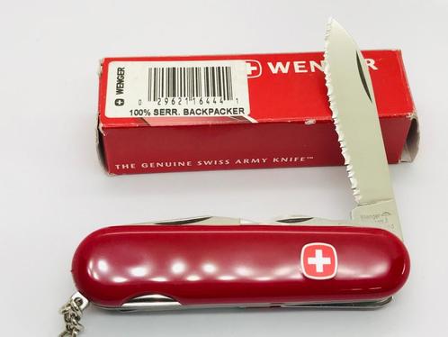 Wenger 100% Serrated Backpacker knife 16.444  version featur, Caravanes & Camping, Outils de camping, Neuf, Enlèvement ou Envoi