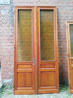 300hx151br Dubbele deuren met originele amberkleurig glas, Antiek en Kunst, Ophalen