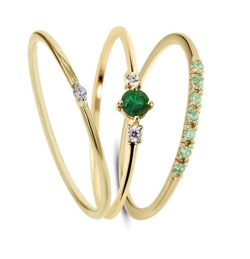Samenstelling van les petites précieuses ringen, Handtassen en Accessoires, Ringen, Nieuw, Dame, 17 tot 18, Geel, Goud, Met edelsteen