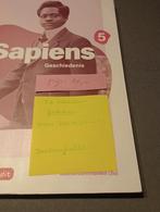 SAPIENS geschiedenis 5de middelbaar, Histoire, Enlèvement ou Envoi, Comme neuf, Van In