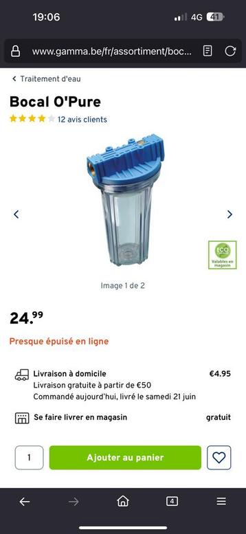 Bocal universel filtre eau de pluie 3/4 GO Van Marcke neuf beschikbaar voor biedingen