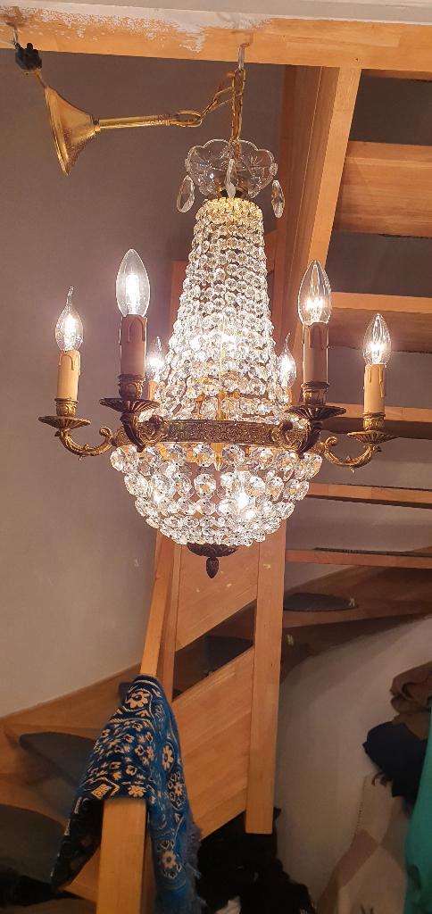 kristallen en antieke luster zakmodel, Antiek en Kunst, Antiek | Verlichting, Ophalen of Verzenden