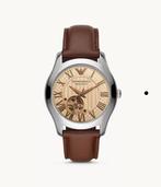 Emporio Armani Open Heart automatisch bruin leren horloge AR, Overige materialen, Leer, Polshorloge, Nieuw