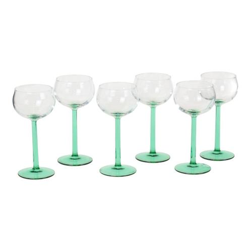 Set Van 6 Vintage Luminarc Elzas Wijnglazen Smalle Groene Vo, Verzamelen, Glas en Drinkglazen, Zo goed als nieuw, Overige typen