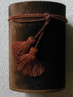 Vintage / brocante prullenbak - metaal &  bruin fluweel, Ophalen of Verzenden