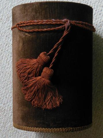 Vintage / brocante prullenbak - metaal &  bruin fluweel beschikbaar voor biedingen