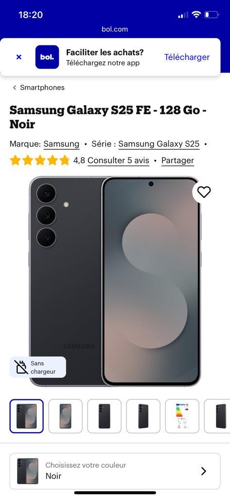 Samsung Galaxy S25 FE, Telecommunicatie, Mobiele telefoons | Samsung, Overige modellen, Android OS, 10 megapixel of meer, Zwart