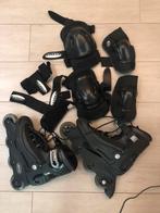 Zwarte inline skates en valbescherming Maat 40, Sport en Fitness, Skeelers, Ophalen of Verzenden, Zo goed als nieuw, Roces