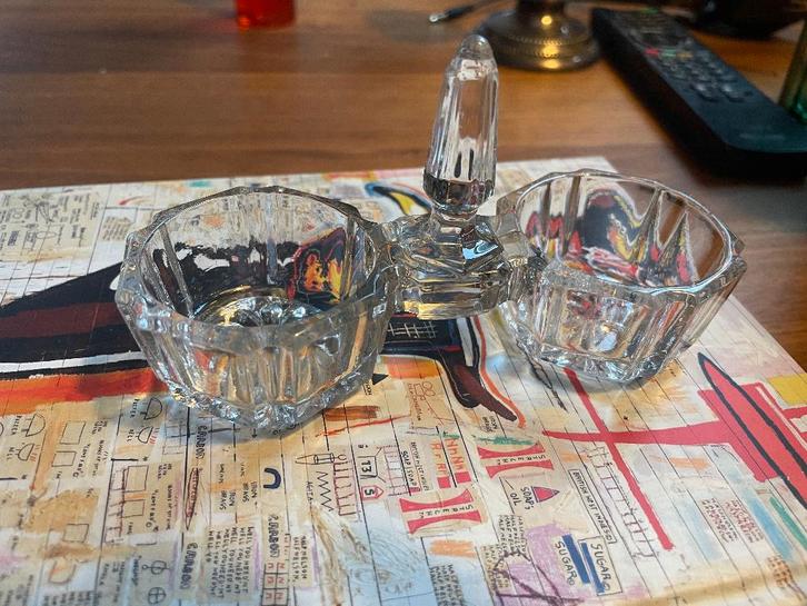 Kristallen zout- en peperstrooier van Portieux Antiekservies, Antiek en Kunst, Antiek | Glaswerk en Kristal, Ophalen of Verzenden