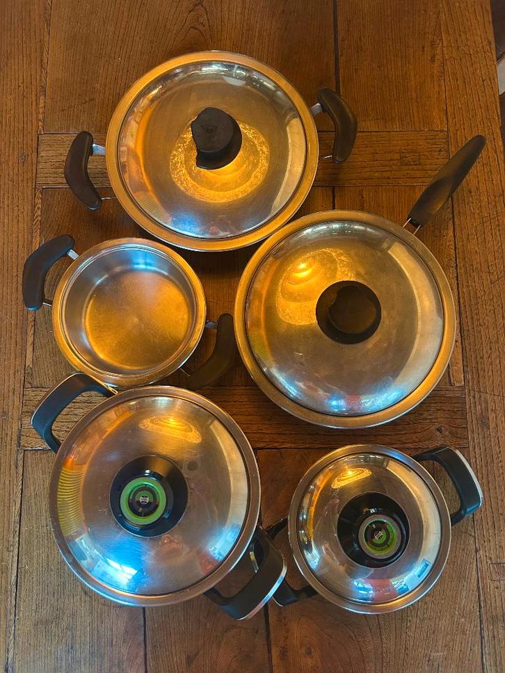 AMC pannen, Huis en Inrichting, Keuken | Potten en Pannen, Gebruikt, Pannenset, Overige materialen, Ophalen