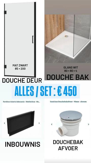 NIEUW : doucheset : bak + deur + afvoer + inbouwnis beschikbaar voor biedingen