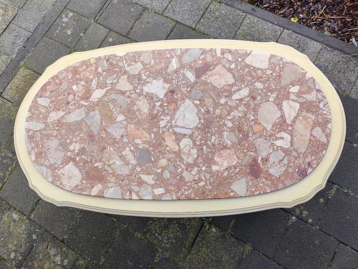 Vintage Salontafel met marmeren blad, Huis en Inrichting, Tafels | Salontafels, Zo goed als nieuw, Minder dan 50 cm, Minder dan 50 cm