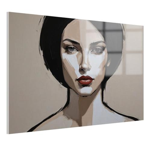 Portret vrouw Glasschilderij 105x70cm + Ophangsysteem, Huis en Inrichting, Woonaccessoires | Schilderijen, Tekeningen en Foto's