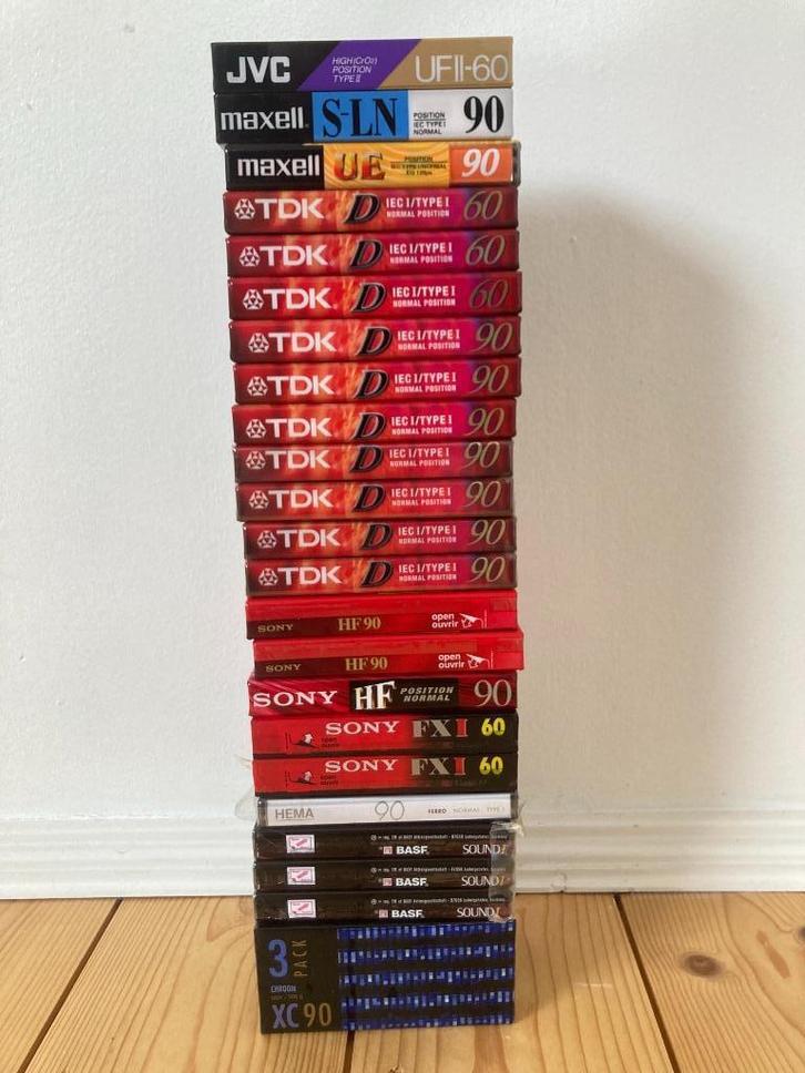 25 nieuwe onbespeelde cassettebandjes in cellofaan verpakkin, Cd's en Dvd's, Cassettebandjes, Nieuw in verpakking, Onbespeeld